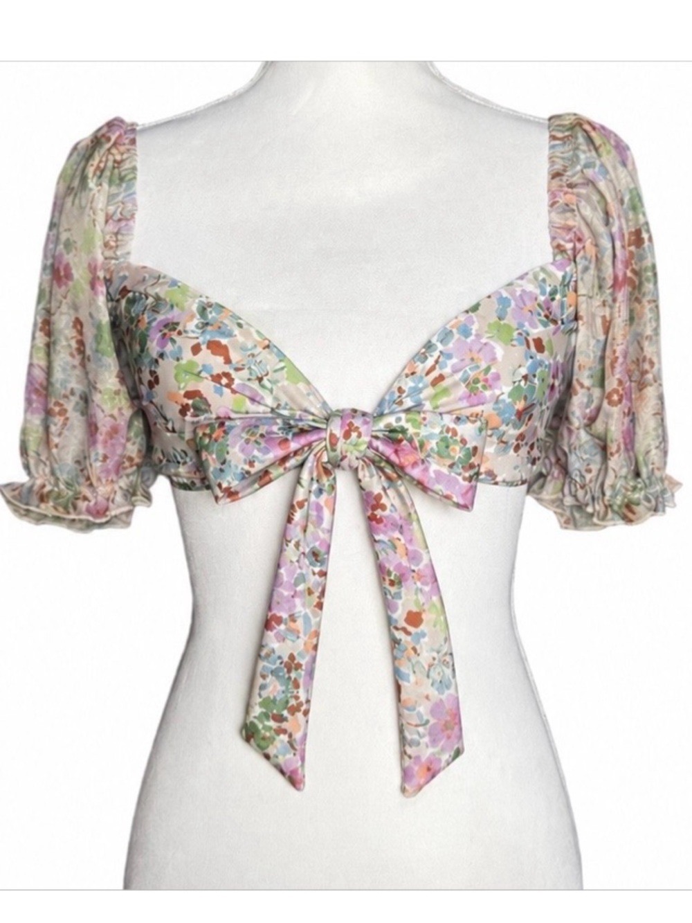 Isabella Rose Liberty Lane Fashion Swim Top with Front Tie NWT Size L - Picture 2 of 8